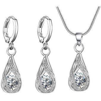 Delicado Conjunto De Joyas De Cristal De Arco Iris Femenino 