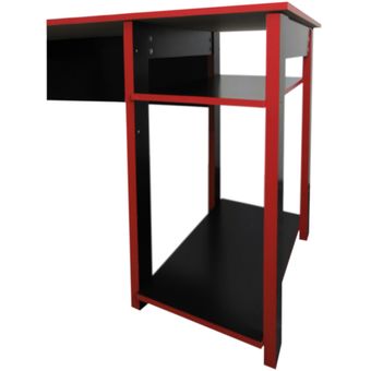 Mesa Escritorio Gamer Multiusos 136x73x60 cm Rojo con Negro