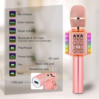 Microfono Karaoke Bluetooth -altavoz Ws 858 Niña Infantil