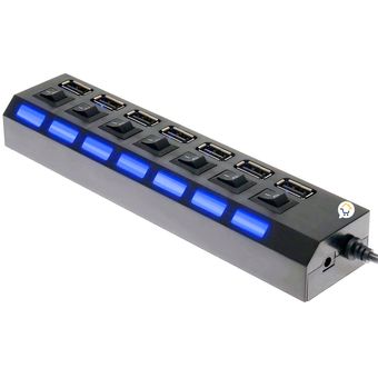 Multipuertos USB 2.0 Interruptor Individual LED 7 puertos HUB – Cómpralo en  casa
