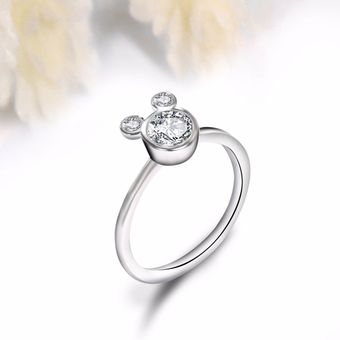 Anillo De Mujer Cz Zirconia Cúbica Boda Mickey Shape Finger 