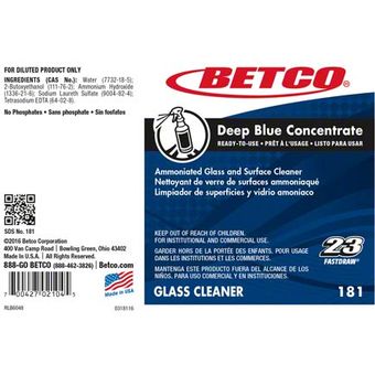 Deep Blue Azul Betco Limpiador De Vidrios 