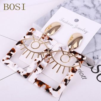 Hot Za Joyería Marrón Acrílico Gotas Pendientes Bohemia Gran 