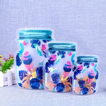 10pcs reutilizables Botellas bolsas de dulces galletas bolsa impermeable del sello del almacenaje del alimento plumas de colores 