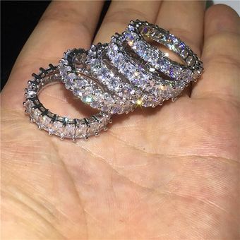 Anillo De Compromiso Eterno 925 Plata Esterlina Aaaaa Cz De 