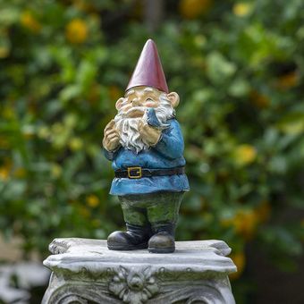 Enano de jardín Holding Bird figuras de resina Estatua miniatura decoración del ornamento 
