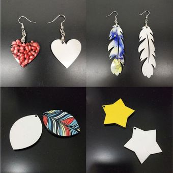 6 Pares De Pendientes De Sublimación De Madera A Mano Mdf De 