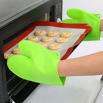 Engrosada de alimentos Grado de sílice guantes microondas aislamiento calor del horno Anti-skid guantes de alta temperatura hornear guantes abrazadera 1 Uds 