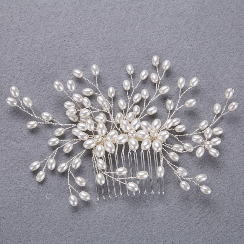 FS087 Accesorios de pelo de perla hechos a mano novia Hecho a mano de cristal de perlas Hebilla