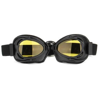 Casco Gafas Gafas de la motocicleta del piloto de la bici del motorista Negro lente anti-niebla -Yellow Negro Frame 