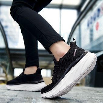 Zapatillas deportivas para caminar cómodas para mujer negro 