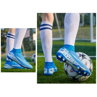 Botas de fútbol de caña alta suela de goma unisex Blue AG 