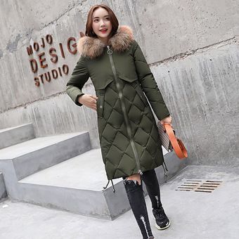 Sólido color de la capa larga de las mujeres del estilo de invierno espesamiento delgado abajo chaqueta del algodón Sólido color de la capa larga de las mujeres del estilo de invierno espesamiento delgado abajo chaqueta del algodón
