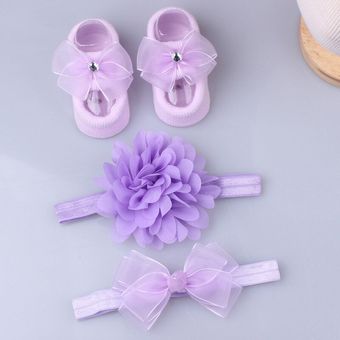 3 unidsset bebé recién nacido diadema calcetines lindo 