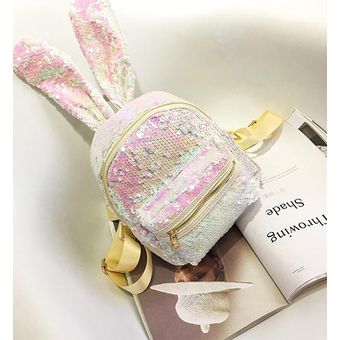 Mini lentejuelas mochila linda conejo orejas Knapsack Bling 
