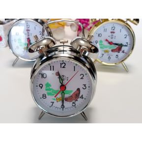 Reloj De Alarma Mecánico Vintage Hefei 7.5cm Reloj Mesa-Color Plateado