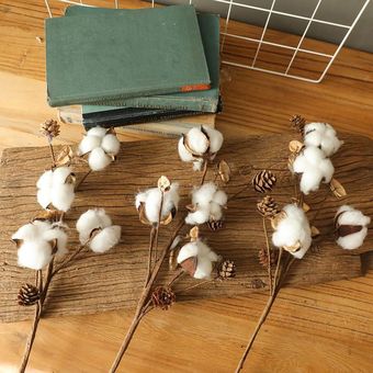 Artificial Naturalmente seco de algodón tallo flor de flores floral 