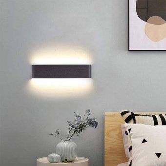 Luz Lámpara de pared LED 14W Moderna Negro Blanco Cálido Aluminio 36CM 