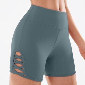 pantalones cortos deportivos para mujer,de cintura alta,sin costuras,con Control de bar #dark blue 