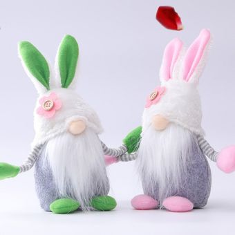 Easter Bunny Gnome Spring Grey Stripe Gnomes Hecho A Mano Rabbit Regalos Tomte Elf 