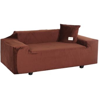 123 Seaters arte del paño de terciopelo antideslizante estiramiento Sofá Cover elástico grande muebles del sofá de la cubierta-Coffee 3 Seaters 