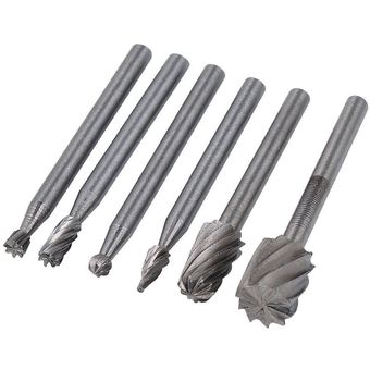 6PCS HSS Rotary Multi Tool Burr Routing Router Bit Mill Cutter Accesor 