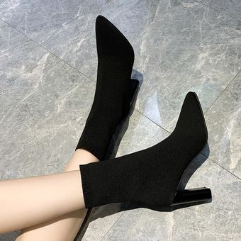 Calcetines elásticos de moda para mujer zapato botas de tacón alto 