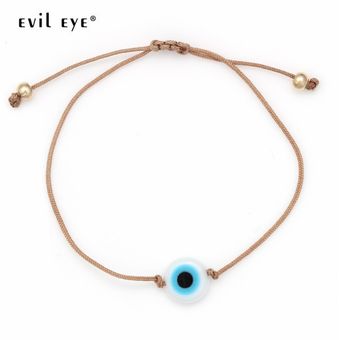 Evil Eye Tejer Ojos Azules Lucky Brazalete Manual Longitud 