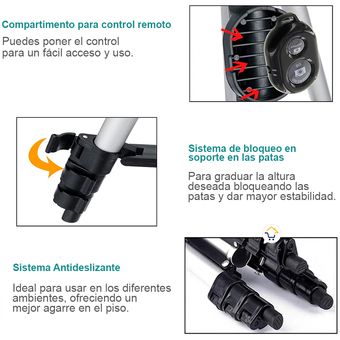 Trípode Soporte Celular Cámara Fotos Control Remoto 3888