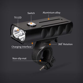 WasaFire BX2 luz de bicicleta T6 L2 faro de bicicleta LED USB recargable luz delantera MTB 1000LM 2600mAh lámpara de cabeza de ciclismo antorcha-1200mAh T6 3 horas 