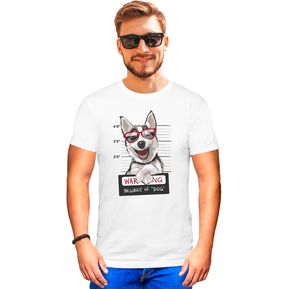 Camiseta hombre Warning dog estampado poliester tacto algodón