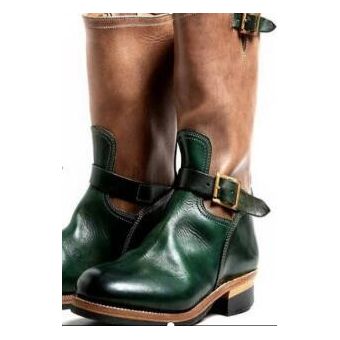 green#Botas de media caña para hombre vintage talla grande 1076 zapatos de piel sintética Otoño cálidos 