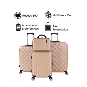 Juego Kit 3 Maletas Viaje Ultra Resistente Rack and Pack 4 Ruedas 360