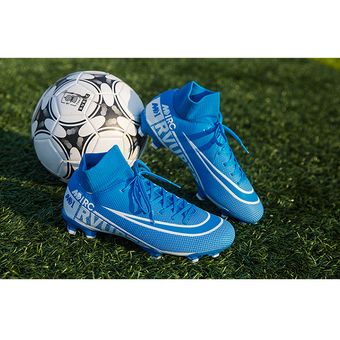 Botas de fútbol de caña alta suela de goma unisex Blue AG 