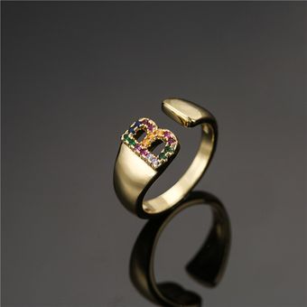 Anillo De Sello Femenino Apertura De 26 Letras De Oro Anillo 