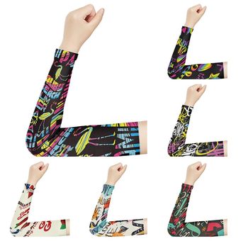 #Style7 Calentadores de brazo con estampado colorido para voleibol,cubierta de compresión deportiva para mano,protección UV para ciclismo y correr 