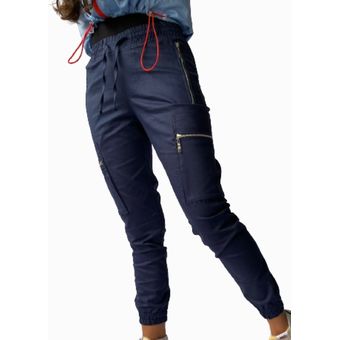 Pantalon Jogger Tipo Cargo Para Mujer Azul Mezclilla