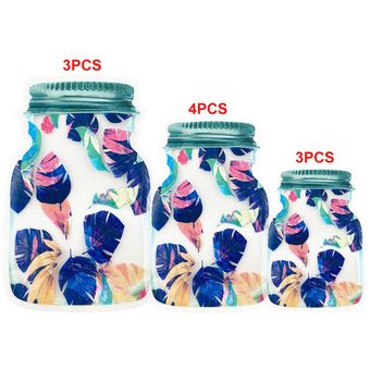 10pcs reutilizables Botellas bolsas de dulces galletas bolsa impermeable del sello del almacenaje del alimento plumas de colores 