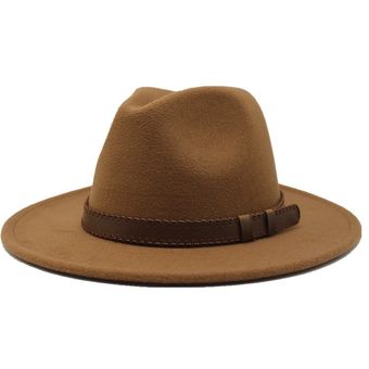 sombrero Fedora de lana para hombre  sombreros de Jazz de color caqu 