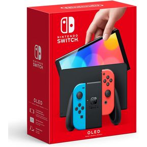 Nintendo Switch Consola Oled Joy-Con Azul Neón y Rojo Neón