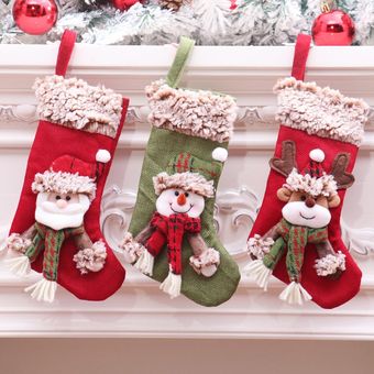 Calcetines de Navidad para Senior con bolsas de regalo de niños esponjosos colgantes de Navidad 