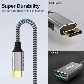 Adaptador USB C - USB 3.0 gris aluminio