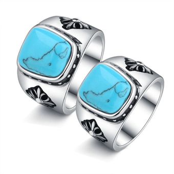 Anillo De Mujer Cuadrado Azul Grande Anillo De Mosaico De De 