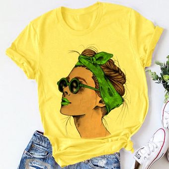Camiseta con estampado de moda para mujer  camiseta informal de colo.. 