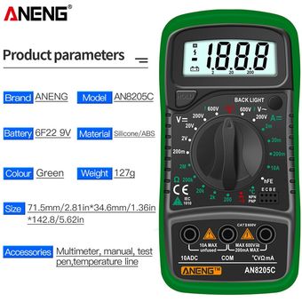 ANENG AN8205C multímetro Digital polimetro tester profesional analog 