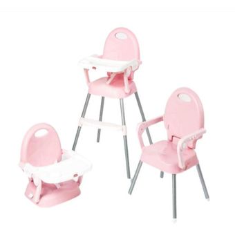 Silla Comer Bebé Booster Alta Portatil Rooby 3 en 1 Color Rosa