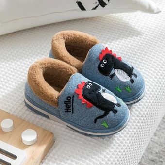 Invierno Zapatillas de casa para Niñas Niños Zapatillas Antideslizantes Animales Pantuflas Cálido Suave Felpa Cómodo Zapatos