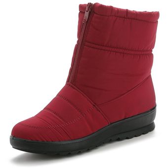 Botas de nieve cálidas y zapatos de algodón impermeable esponjosos botas impermeables de mitad 