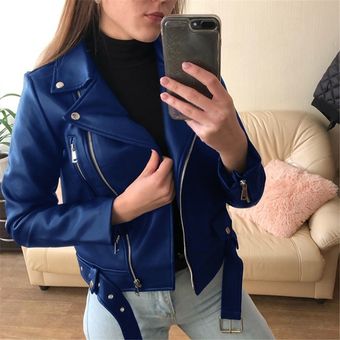 Chaqueta de piel sintética para mujer abrigo ajustado de manga larg 