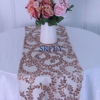 RU021A-bonito patrón elegante para boda bordado floral rosa dorado 